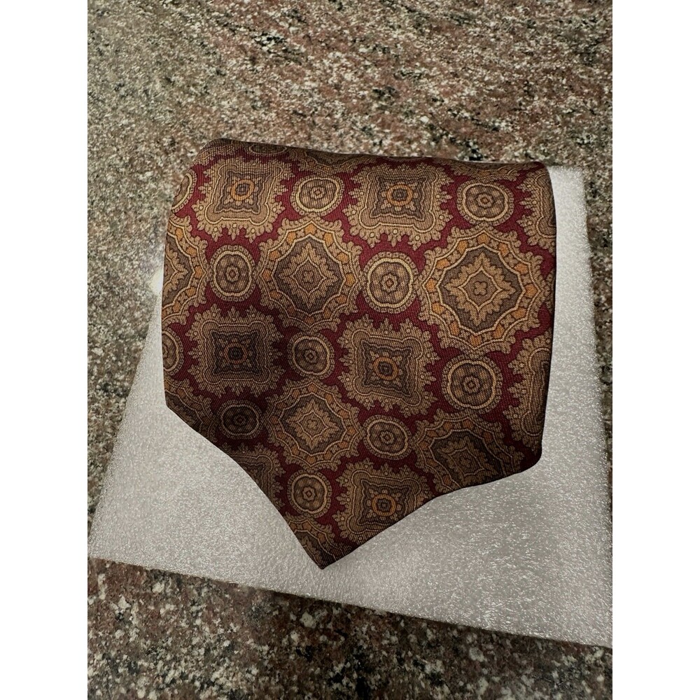 Hamillon on RED MEN'S Neck Tie Silk geometrick payley made in italy